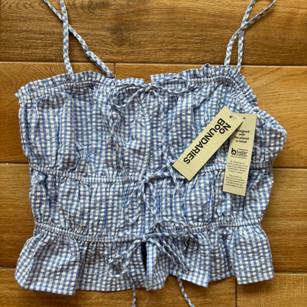 No Boundaries Blue Gingham Camisole
